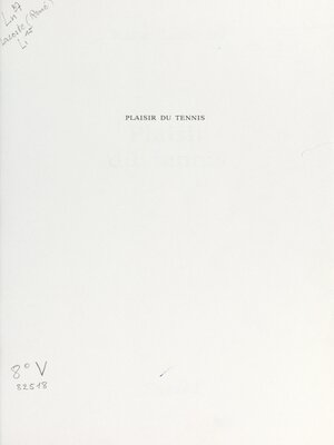 cover image of Plaisir du tennis